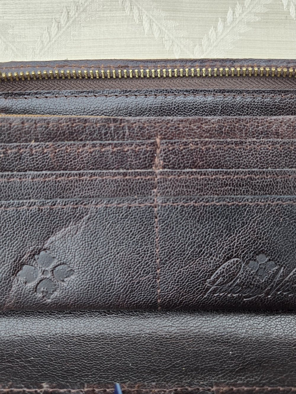 Patricia Nash Azario Embossed floral crossbody bag brown metallic Clutch Handbag - Picture 9 of 10